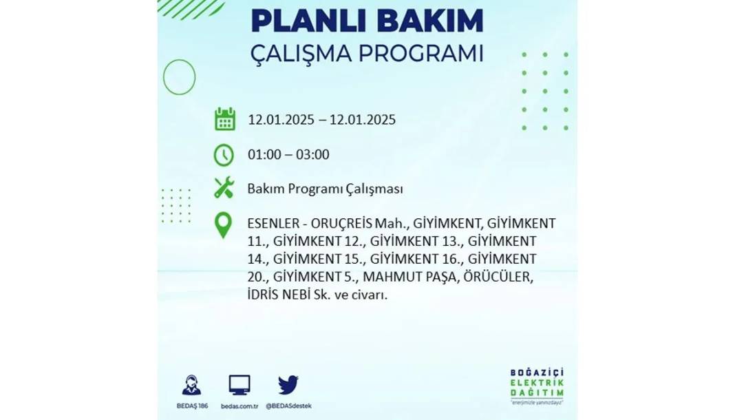 12 Ocak Pazar elektrik olmayacak: BEDAŞ elektrik kesintisi yaşayacak ilçeleri sıraladı 3